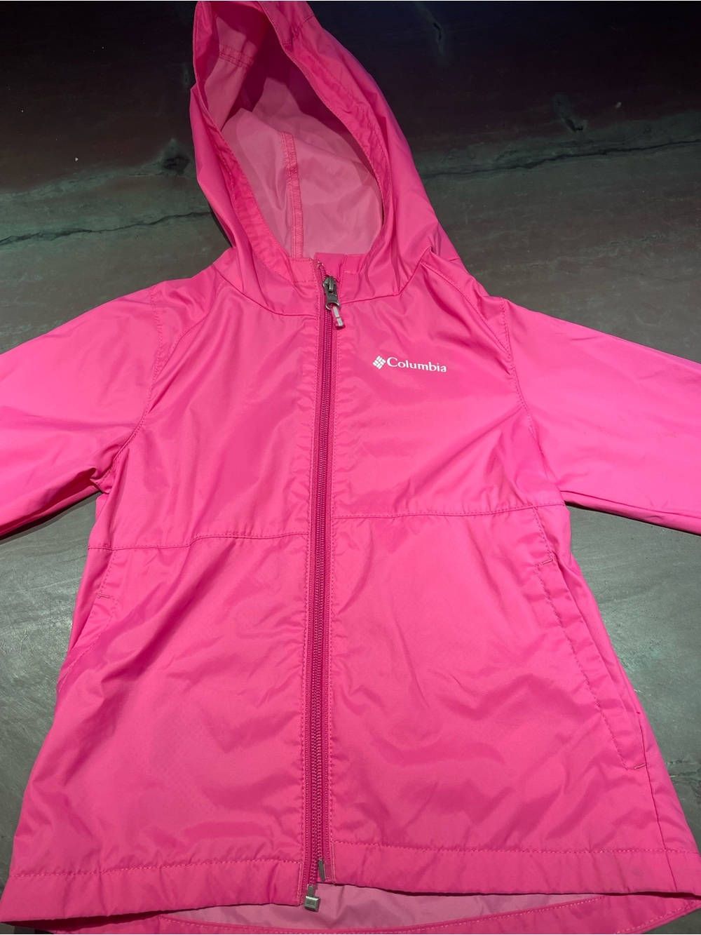 Columbia Girls' Bright Pink Hooded Rain Jacket